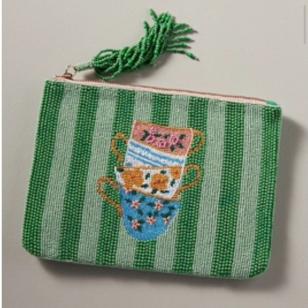 Anthropologie THE FIONA LARGE BEADED POUCH Style No. 94656923 Tea Cups